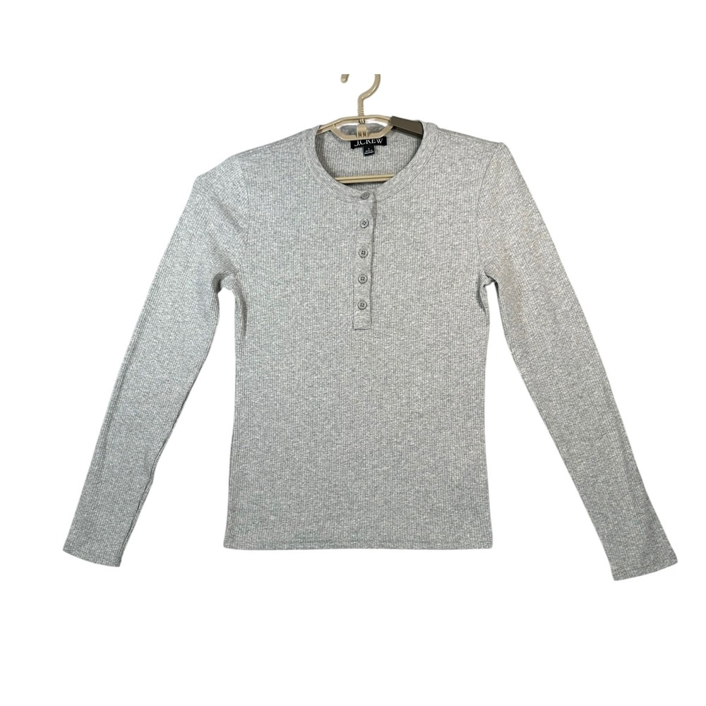 J.Crew Womens Vintage Rib Henley Tee Shirt Small Preppy Minimalist Capsule Geay